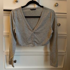 Light Gray Button-Up Crop Top